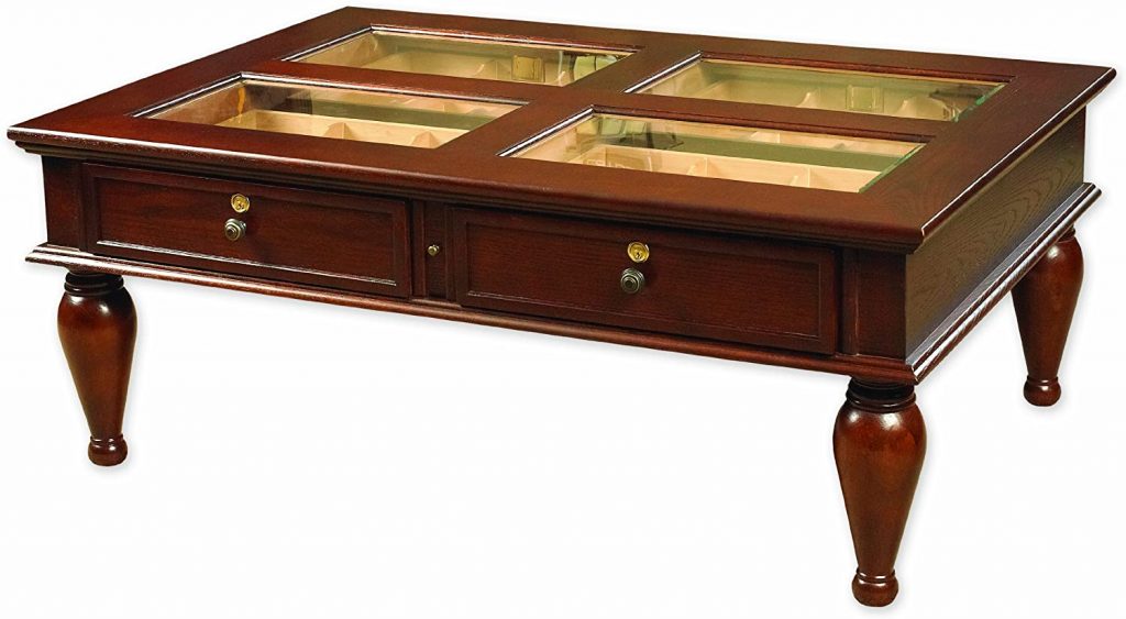 Quality Importers Glass Top Large Coffee Table Humidor