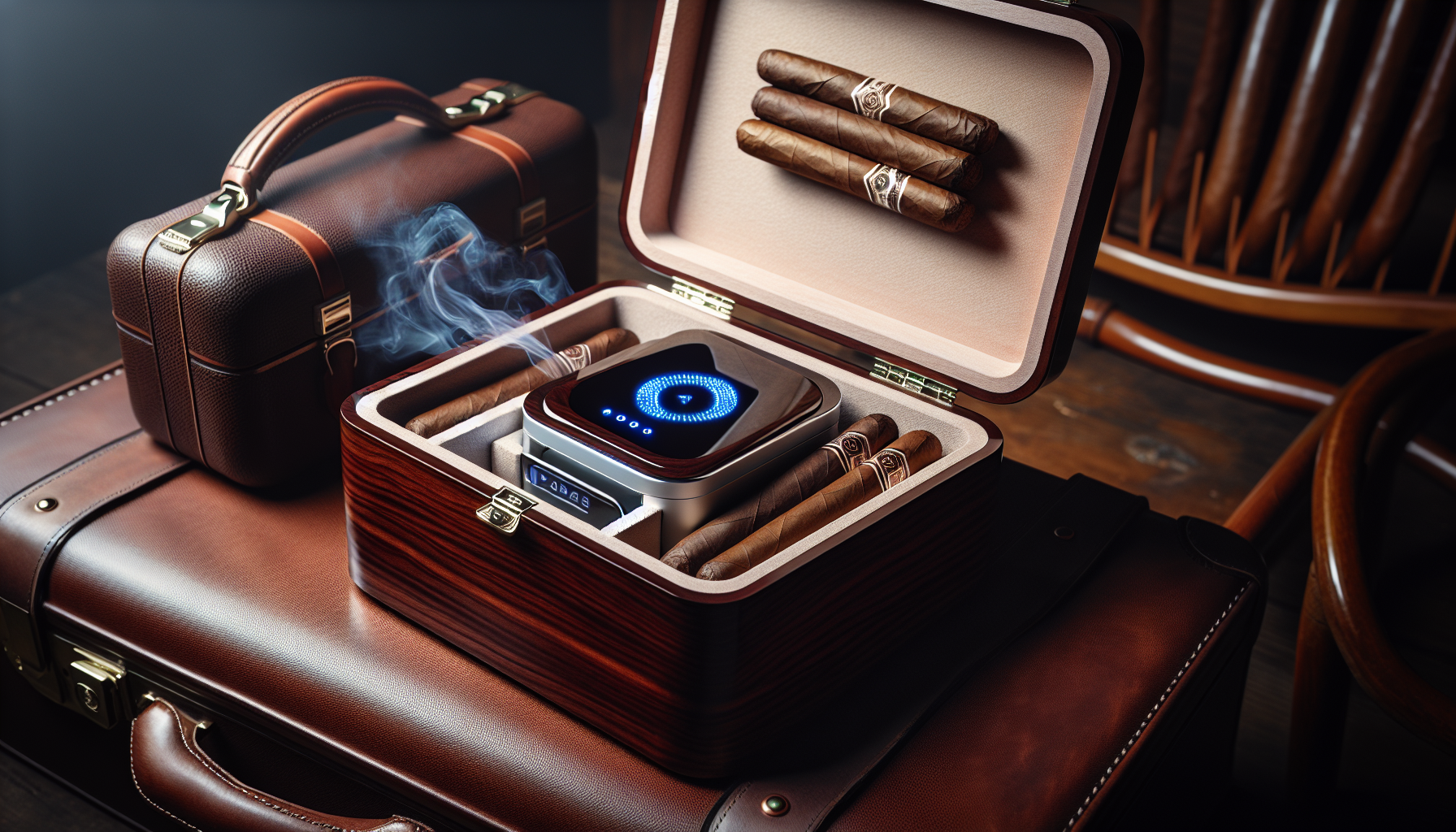 Portable humidification system in a travel humidor