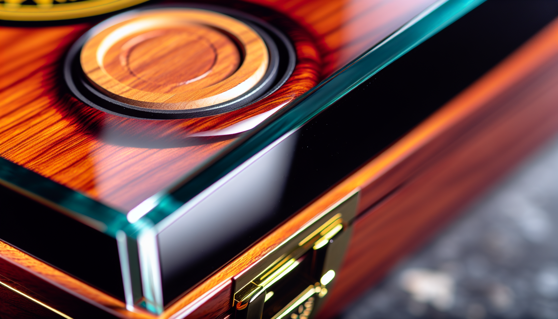 Close-up of a glass top humidor seal