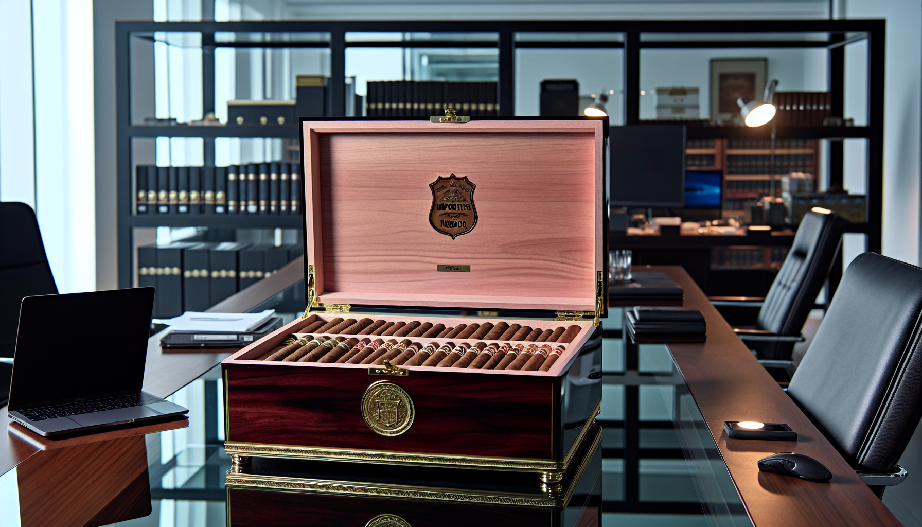 A commercial quality importers humidor in a business setting